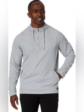 Travis Mathew Skyview Heater 1/4 Zip Tech Golf Hoodie Heather Sleet Gray XXL